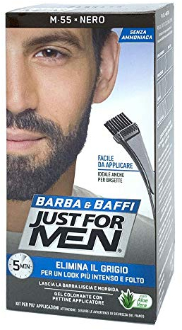 Just For Men Barba y bigote color permanente con pincel negro M55 2 x 14 ml