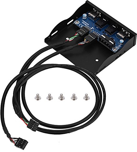 Kafuty 3,5 '' Panneau Avant Panneau de Disquette 2 Ports USB2.0 Sortie Audio HD Microphone Extension pour PC (Noir)