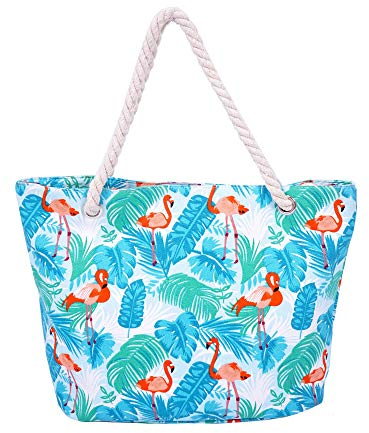 Strandtasche,Badetasche Große Feiertags Einkaufstasche Sommer Segeltuch Reise Umhängetasche mit Reißverschluss Einkaufstasche BJSTB0001-LB