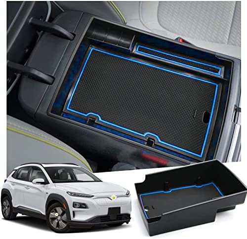 Ruiya Kompatibel mit Hyundai Kona Electric EV 2020 2021 2022 Mittelkonsole Aufbewahrungsbox, Kona EV Armlehne Organizer Tray Mittelarmlehne Handschuhfach Mittelkonsole Organizer Kona EV Zubehör