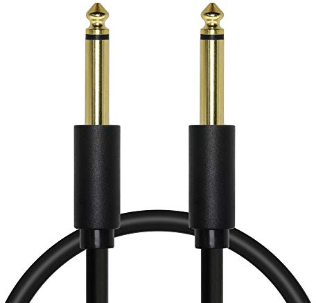 GINTOOYUN Câble de guitare mono 6,35 mm, droit 1/4 TS mâle vers 1/4 TS mâle, cordon asymétrique pour guitare basse électrique, amplificateur, haut-parleur, audio, etc. (0,5m)