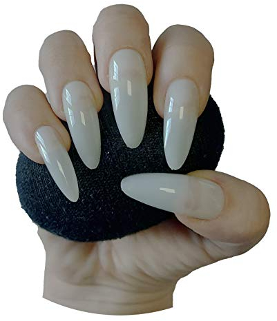 600 Pieces Extra Long Stiletto Almond Curved Full Cover NATURAL Press On Acrylic False Nails Tips - Professional Salon & Home Use.