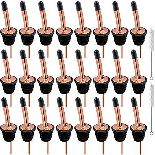 Bottle Pourers for Spirits Stainless Steel Freeflow Speed Liquor Pourer 24 Packs Classic Wine Tapered Spout Stopper Metal Alcohol Pouring Tube Set for Bar Club Restaurant Home (Copper)
