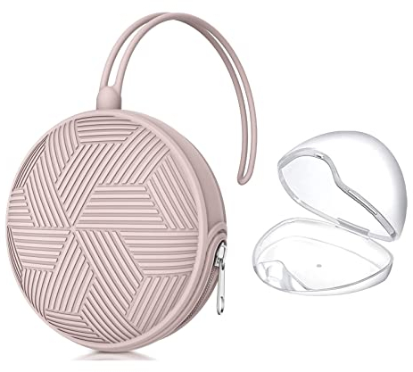 Smlpuame - Porta Ciuccio a Forma di Cuore | Porta Succhietto in Silicone, Lavabile con Chiusura a Cerniera e Tracolla Per il Collegamento a Passeggini e Borse Per Pannolini, Rosa