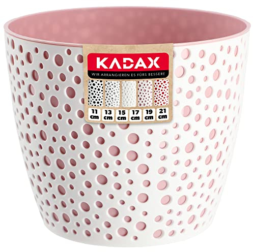 KADAX Blumentopf aus Kunststoff, ⌀ 11 – 21 cm, 5 Farben, einfacher Topf, robuster Pflanztopf, Pflanzkübel, runder Blumentopfschutz für Farn (⌀ 15cm, Rosa)