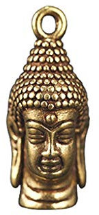 Statua del Buddha Feng Shui Decorativa Ottone retrò Buddha Sakyamuni testa statua artigianale ornamento ornamento in miniatura raccordo portachiavi accessori pendente Statua creativa di Buddha decoraz