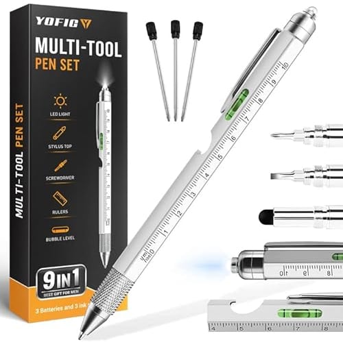 YOFIG Gifts for Men, Stocking Fillers, 9 IN 1 Multi Tool Pen Gadgets for Men, Mens Gifts for Christmas, Secret Santa Gifts for Mens, Christmas Gifts for Him, Birthday Gifts for Him