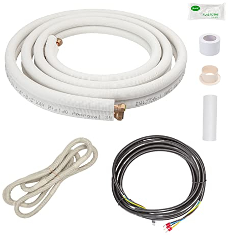 Cherbowing kit tubi rame per climatizzatore 2 x 3 mt da 1/4 3/8 para 9000/12000 BTU (2x 3m 1/4+3/8)
