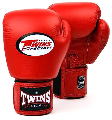 Twins Boxing Gloves BGVL3 Muay Thai Sparring Gloves 10oz 12oz 14oz 16oz Adult Kickboxing Hook & Loop Training Gloves (10oz, Red)