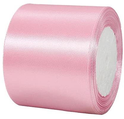 POPOYU Satinband Mittleres Rosa Breit,Mittleres Rosa Satin Schleife Groß,Satinband 8cm Breit,Baumwoll SchleifeBreit,Schleifenband xxl für Verpacken von Geschenken Ostern WeihnachtenHochzeit Dekorieren