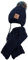 AJS Strickmütze Wintermütze Schal Junge Winterset Bommel Bindemütze, Farbe: Dunkelblau