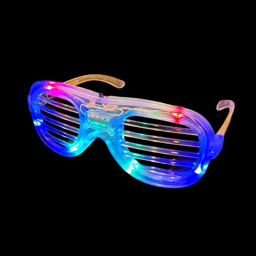 BF Souvenirs LED Brillen Partybrille, 4 Farben, leuchtet, blinkt, Atzenbrille, Atzen/Hochzeit/Konzert/Party (Transparent)