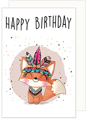 Edition Seidel Premium Geburtstagskarte für Kinder mit Umschlag. Kindergeburtstag Glückwunschkarte Billet Grusskarte Happy Birthday Mädchen Fuchs (G3378 SW023)