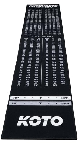 KOTO - Carpet Checkout Dartmat Schwarz 285x60cm, Robuste Polyestermatte, mit Rutschfester Oberfläche, Werbematerialien, Komplet Checkout-Tabelle