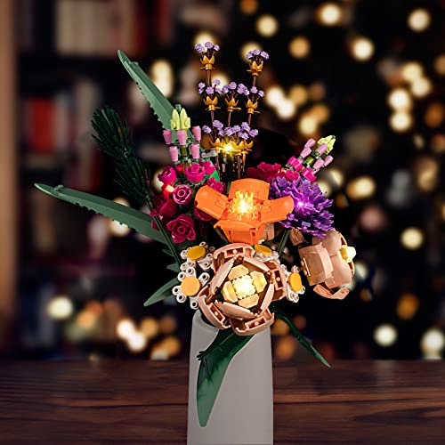VONADO LED Light Kit for Lego Flower Bouquet 10280 for Adults, Artificial Flowers Lighting Compatible with Lego 10280 Botanical (NO Lego Model), Creative DIY Home Décor Flowers Lego Lights