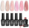 Beetles Vernis Semi Permanent Transparent, 6 Couleurs Transparent Gelée Lot de Vernis à Ongles Gels Nu Esthétique Miroiter Blanc Rose Marron Paillettes, Sèche sous Lampe UV/LED