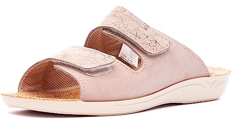 Nordan Damen Pantoletten. Elegante Sandaletten Damen & praktische Sandalen: Ideale Sommerschuhe für Freizeit und Urlaub!1012. (rosa beige 1001, 41)