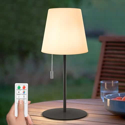 NiceBuy LED Tischlampe Outdoor Dimmbar RGB Farbwechsel Tischleuchte Kabellos USB Aufladbar Mit Fernbedienung Tischlampe Akku Aussen Wasserfest IP44 FüR Camping Garden Decoration(Schwarz)