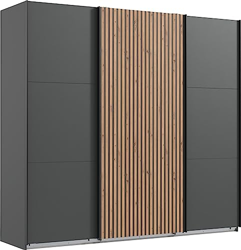 DEINE TANTE EMMA F51543 Schiebetürenschrank Andorra Kleiderschrank mit Schwebetüren Grau/Eiche Nb. ca. 250 x 216 x 58 cm