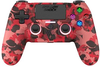 DRAGON SHOCK DragonShock - MIZAR BT - Controlador inalámbrico para PS4, PC y dispositivos móviles (Rojo camuflaje)