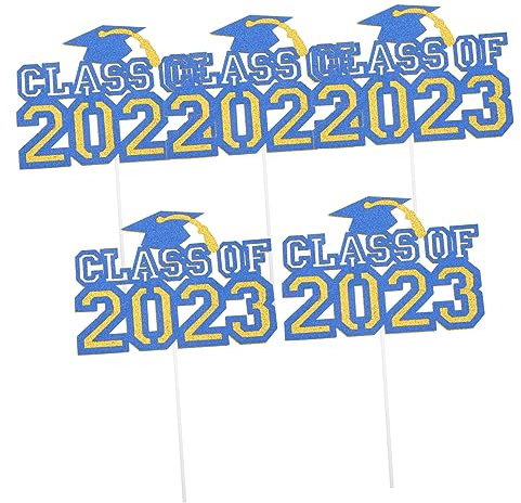 Abaodam 5 Stück 2023 Kuchen-banner Grad Cupcake Picks Cupcake-verzierung Abschluss-cupcake-topper 2023 Glitter Grad Cupcake Topper Cupcake-becher Glitzerpapier Pappbecher Kleidung