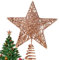 Bluelves Puntale Stella per Albero di Natale Oro Rosa,Decoration Christmas Tree Topper Glitterata Star,Christmas Tree LED Stella per Albero Top Star Puntale Oro Rosa per Natale Festival Party（20*25CM）