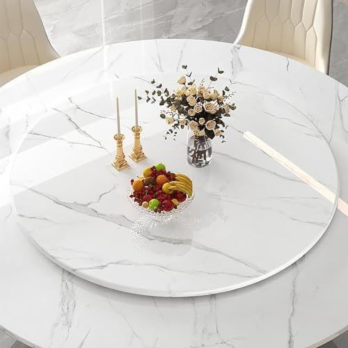 Grand plateau tournant Lazy Susan en marbre, plateau de service rond de 12 mm d'épaisseur, plateau rotatif à 360 °, pour organisateur de table de salle à manger ( Color : White Stripes , Size : 80cm (