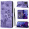 LSPCASA Housse Protection pour Motorola Moto G84 5G Matériau en Cuir PU Coque Moto G84 avec Fentes pour Cartes Étui Motif Papillon Chat Coque Motorola G84 Violet