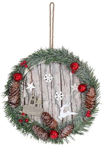 Türkranz HWC-M19, Dekokranz Weihnachtsdeko Kranz Weihnachtskranz, Tannenzapfen Holz rund Ø30cm