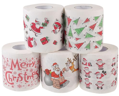 Ciieeo 15 Rollen Toilettenpapier „Merry Christmas“ Weihnachtsmann Toilettenpapier Lustiges Geschenk Weihnachtsbaum Weihnachtsmann Toilettenpapier Für Weihnachtsstrumpffüller