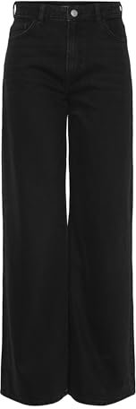 PIECES Jean Large PCSELMA HW pour Femme, Jean Noir, 28W / 30L