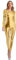 Agoky Damen Metallic Turnanzug Ganzkörper Gymnastikanzug Langarm/Kurzarm Jumpsuit Overall mit Zipper Slim Fit Bodycon Romper Stretch Einteiler Tanzbekleidung Gold XXL