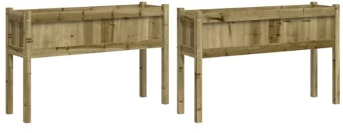 vidaXL Jardineras con Patas 2 uds, Maceteros Elevados, Jardineras de Plantas Flores, Jardineras Balcón Terraza, Madera Maciza de Pino Blanco