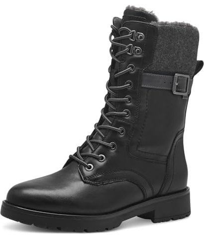 Jana Damen Winterstiefeletten zum Schnüren mit Schnalle Vegan, Schwarz (Schwarz), 39 EU