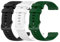 OcioDual Pack de 3 bracelets de montre Silicone, 20mm, Noir/Blanc/Vert armée