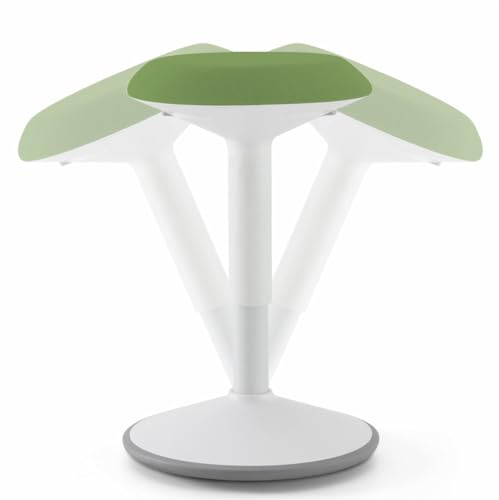 BLACK POINT Ergonomischer Sitzhocker mit Schwingeffekt. Höhenverstellbar 50-80cm. Hocker mit rutschhemmender Standfläche. Sitzhocker für gesünderes Arbeiten. Balance hocker (weiß-grün)