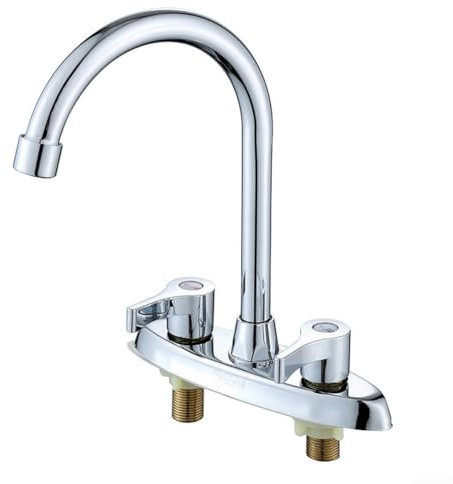 Grifos de cocina de doble palanca, latón con 2 agujeros, grifo mezclador frío y caliente con carrete de cerámica, para lavabos, fregaderos de cocina, fregaderos de baño