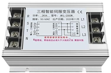 ZEEGII Transformador Servo Electrónico Trifásico Servotransformador 2KVA, servo Inteligente de 380V a 220V, Transformador electrónico 2000W