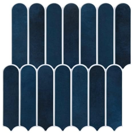 COMSTICKC 3D Fliesenaufkleber Klebefliesen, Matt Dunkelblau, 10 Stück 30 x 30 cm, PVC 3D Wandfliesen Küchenfliesen Selbstklebend Küchenrückwand Selbstklebend für Küche und Bad