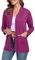 PrinStory Cardigan lungo da donna con tasche, elegante e casual, leggero, da donna, autunno, a maniche lunghe, maglione estivo, Viola Rosso, M