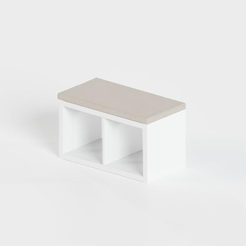 Sitzauflage für Kallax Regal 1x2, 1x3 und 1x4-4cm dickes Sitzkissen, Polster + waschbarer Bezug mit Reißverschluss - Ideal für Sitzbank im Flur & Kinderzimmer, in Grau oder Beige (76, Beige)