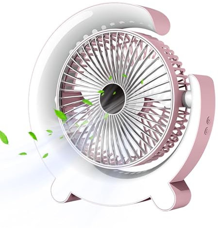 Ventilador de mesa – Ventilador de mesa ajustable de 3 velocidades con luz ambiental | Ventilador de escritorio USB giratorio de 360 grados con luz RGB, ventilador de escritorio USB portátil