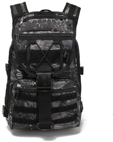 TQVLNMCR Rucksack, wasserdicht, Bergsteigertasche, Wanderrucksack, Camouflage-Rucksack, tragbarer Rucksack, 31 x 18 x 45 cm(Python Black)