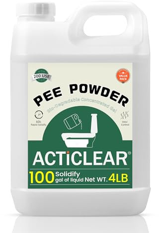 ACTICLEAR Pee Powder Gel – 1,8 kg, schnelle 60-Sekunden-Absorption und Geruchsneutralisierer für tragbare Toiletten, Camping und Outdoor-Essentials