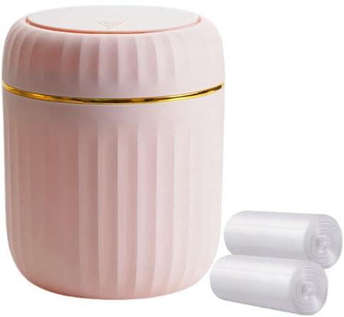 Desktop Trash Can,with Press Type Lid, Mini Desktop Bin, Small Plastic Waste Table Bin for Bathroom, Office, Dressing Table, Kitchen, With 60 sheets of Trash Bags