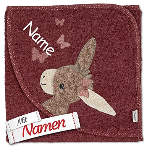 Sterntaler Kapuzenhandtuch mit Namen Bestickt für Baby & Kinder, Mädchen Badetuch Badehandtuch/Kinder-Badetuch mit Kapuze personalisiert (Modell 5)