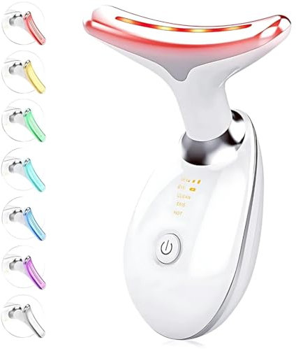 Neck and Face Massager for Home Use, Face Sculptor EMS Red Light Therapy Face Neck Lift Wrinkle Remover Massagers Anti Aging Lymphatic Drainage Massager Skin Lift Double Chin Reducer (7 Color (White))