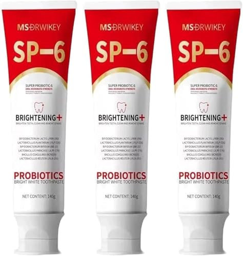 MS DRWIKEY Probiotics Bright White Zahnpasta, Super Probiotic-6, Tiefenreinigungspflege Zahnpasta, frischer Atem, Tiefenreinigungspflege (3)