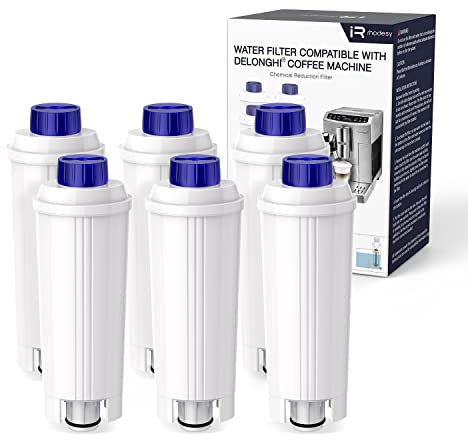 iRhodesy Filtre à café，Compatible avec Delonghi DLSC002 filter，Filtre à eau pour DeLonghi Magnifica s,Cartouches Filtrantes de Remplacement pour DeLonghi ECAM, ETAM, BCO, EC. (paquet de 6)