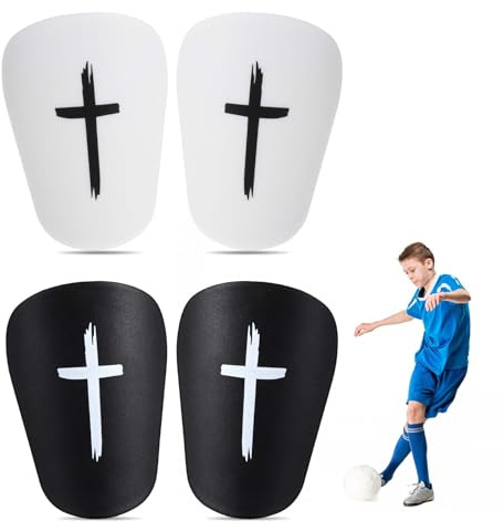 Mini Schienbeinschoner, 4 Stück 8cm Mini Schienbeinschoner Fußball, Kleine Schienbeinschoner für Fußball, Fußball, Jugendliche, Erwachsene, Jungen, Mädchen (Kreuz, Schwarz & Weiß)